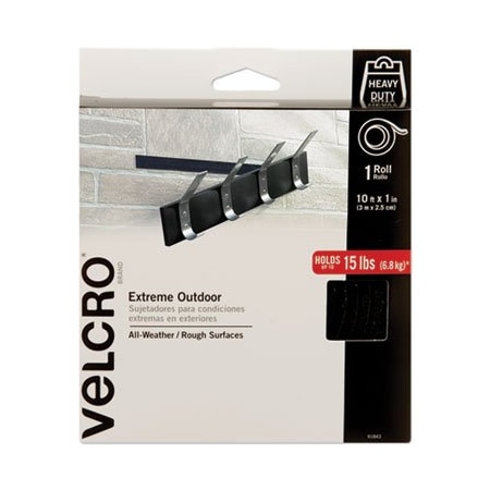 Velcro Brand Velcro, HEAVY-DUTY FASTENERS, EXTREME OUTDOOR PERFORMANCE, 1in X 10 FT, BLACK 91843